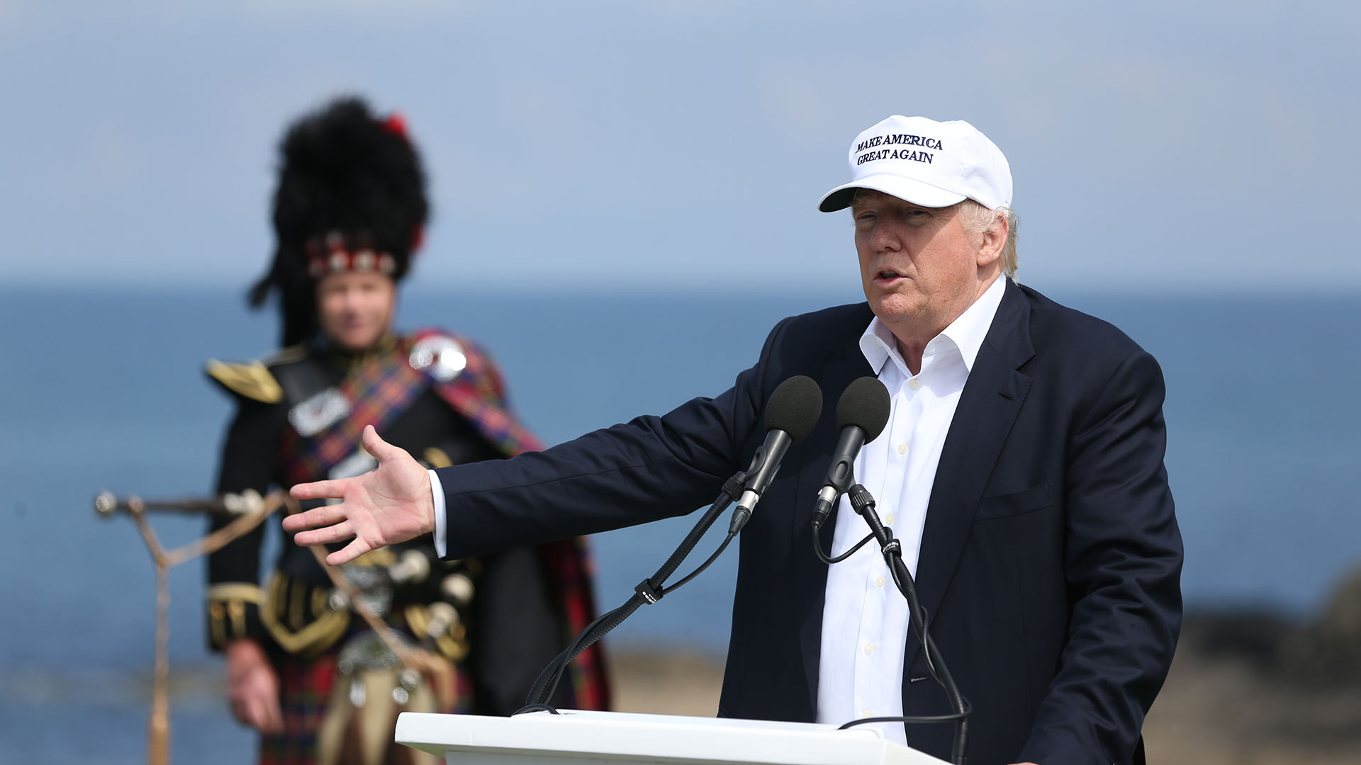 Donald Trump at golf course in Scotland