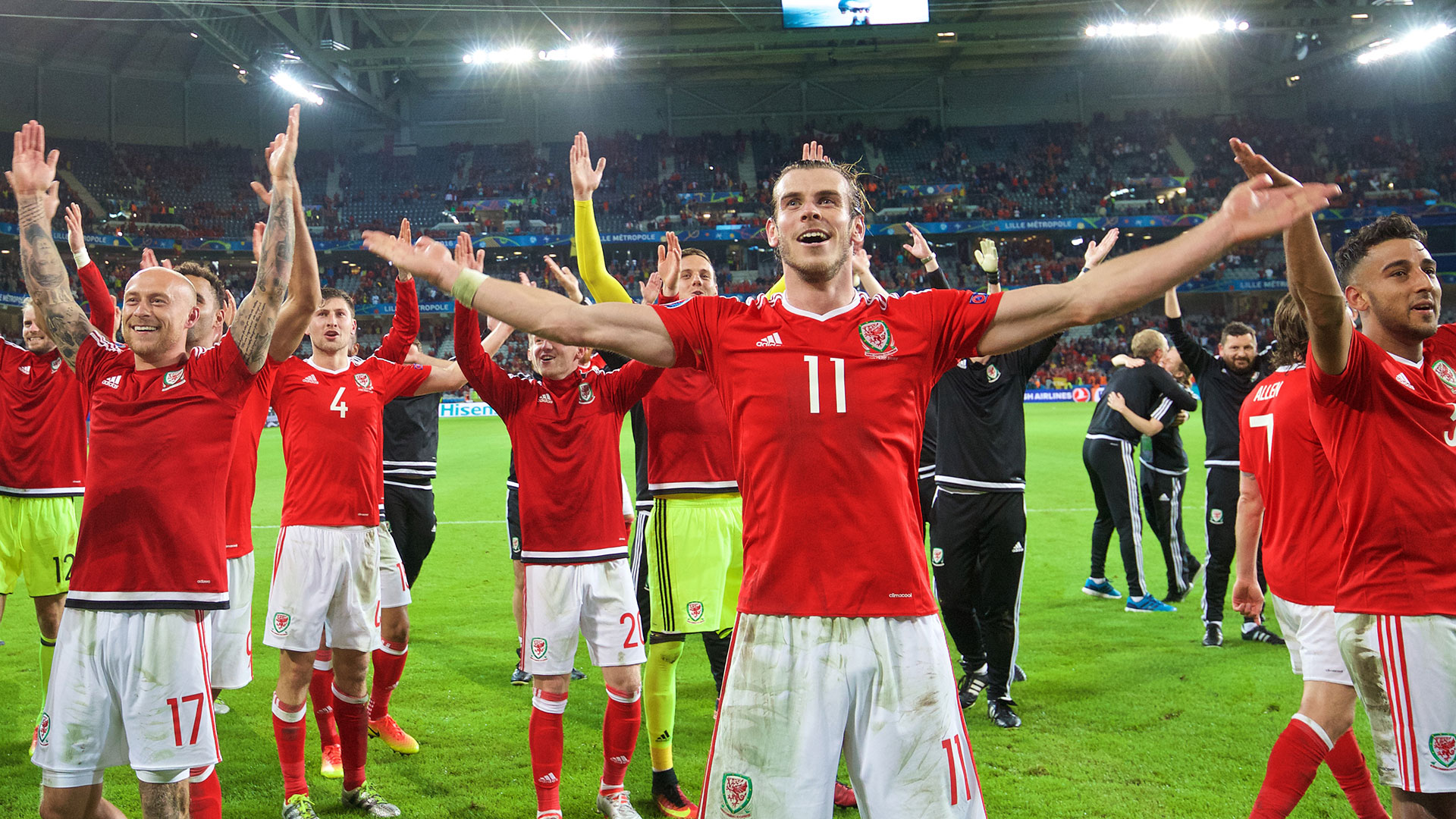 Wales Euro team celebrates
