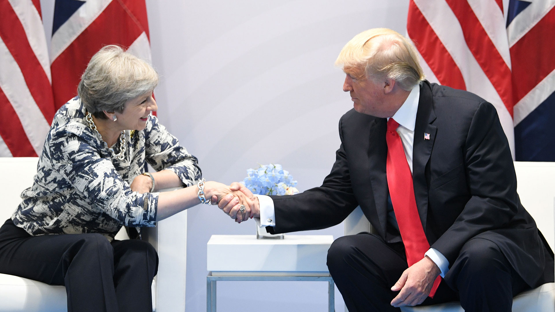 Theresa May Donald Trump holding hands