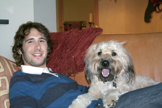 Josh Groban with his dog