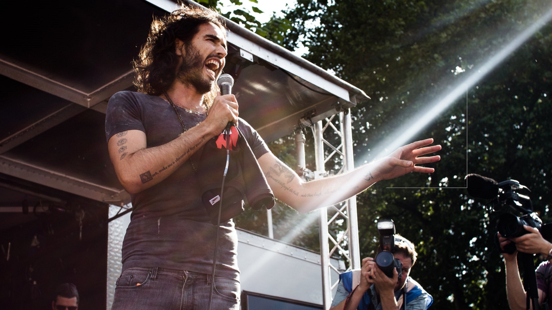 Russell Brand addressing People's Assembly Against Austerity rally