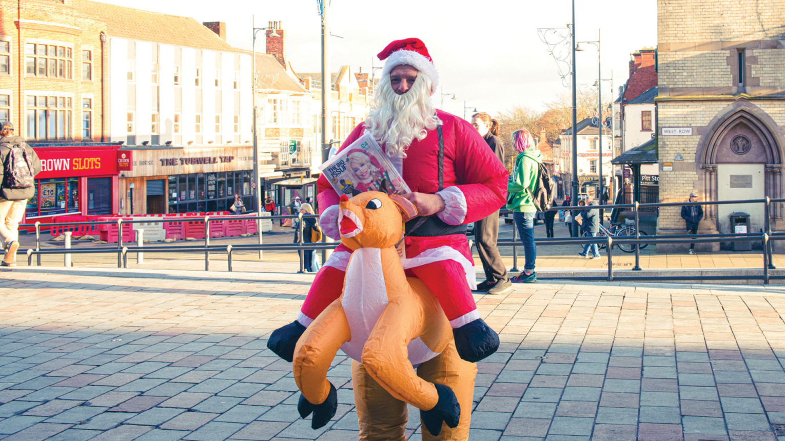 Darlington vendor Peter Cowles has taken the role of a Santa on his pitch