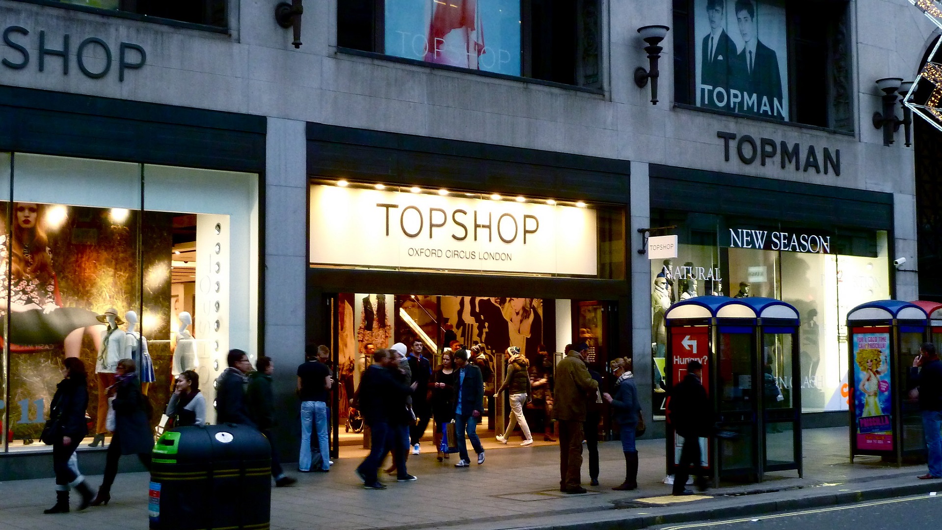 Shoppers visit retail giant Topshop at Oxford Circus in London