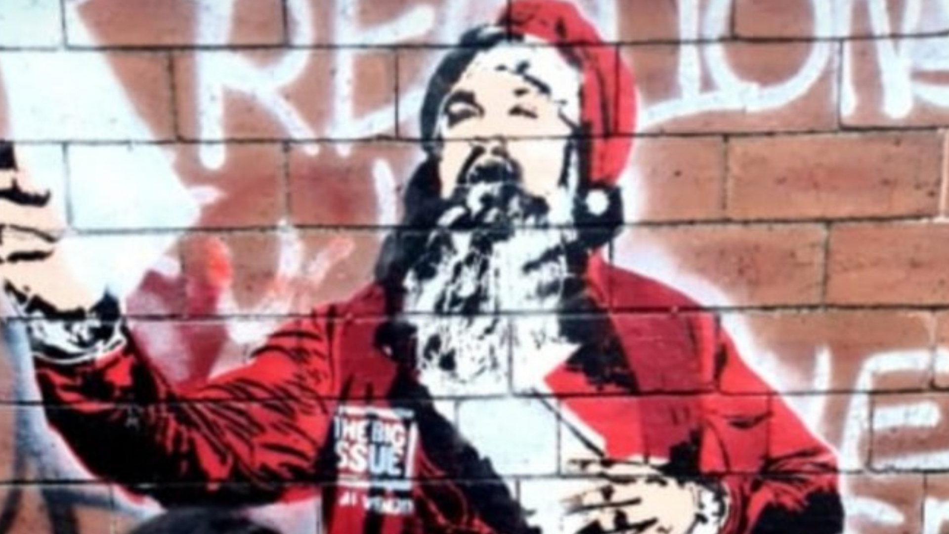 The Artwork depicting the Big Issue vendor has appeared in Leeds.