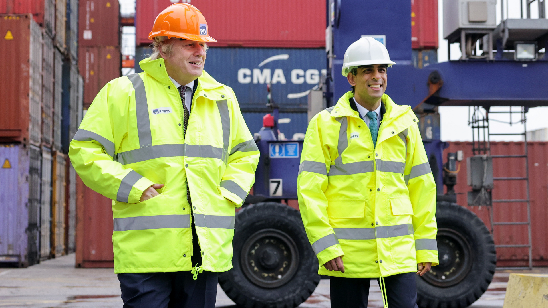 Boris Johnson and Rishi Sunak visit Teesport following the Budget, which campaigners warn has put 750,000 jobs at risk. Image credit: Number 10 / Flickr