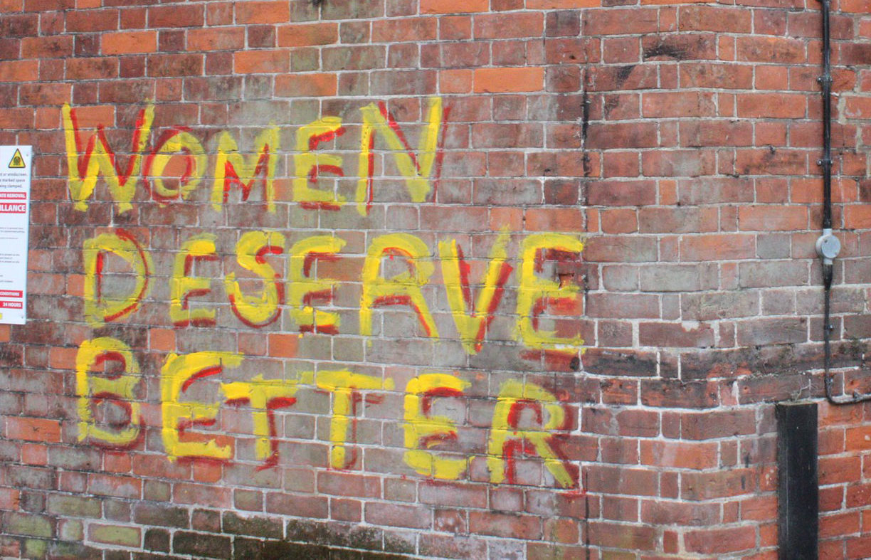 anti violence against women graffiti says 'women deserve better'