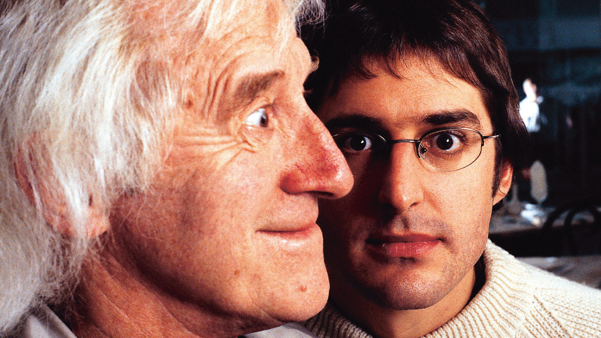 Louis Theroux and Jimmy Savile in 'when Louis Met Jimmy'.