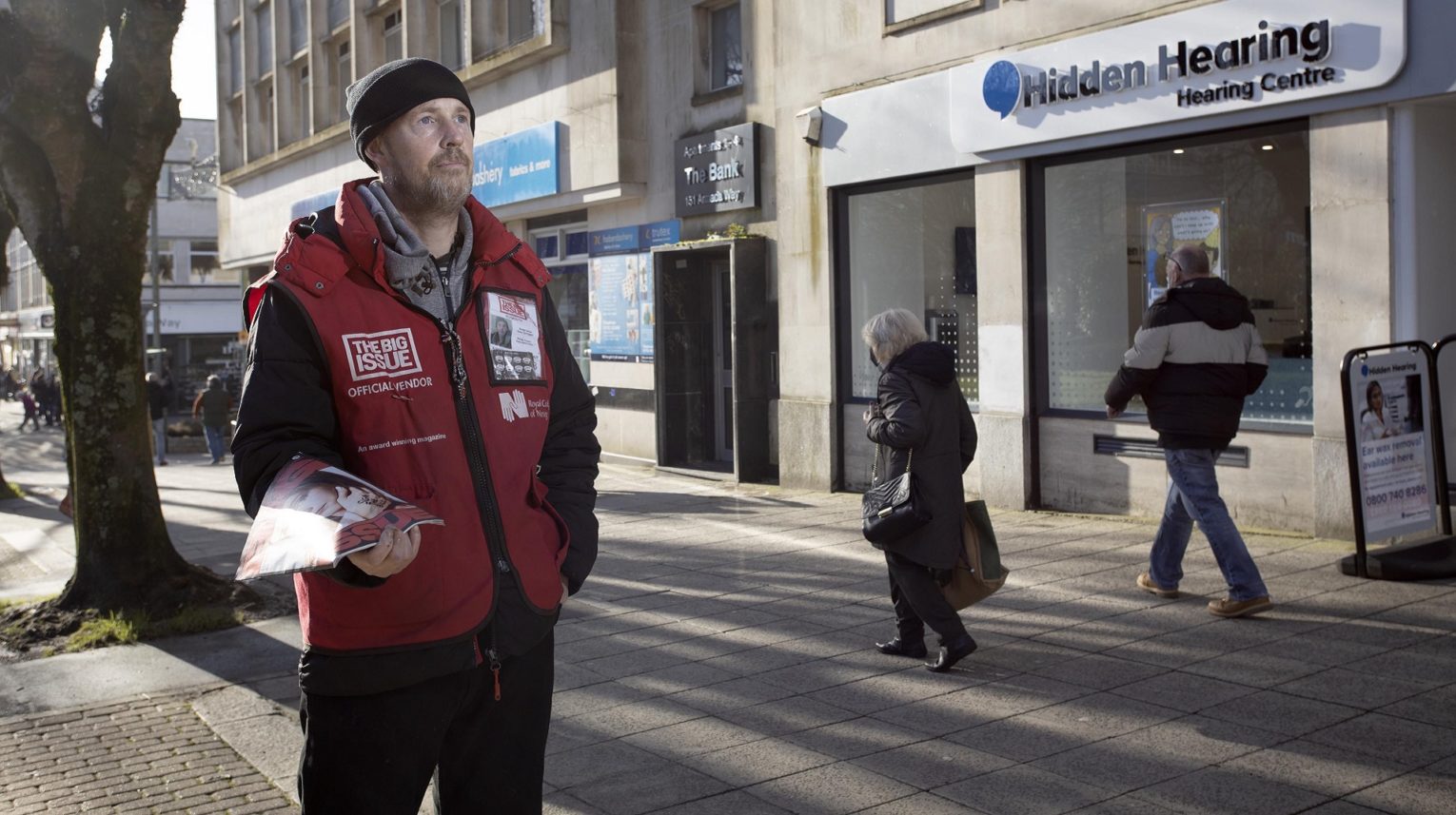 Big Issue vendor Jay Booth in Plymouth