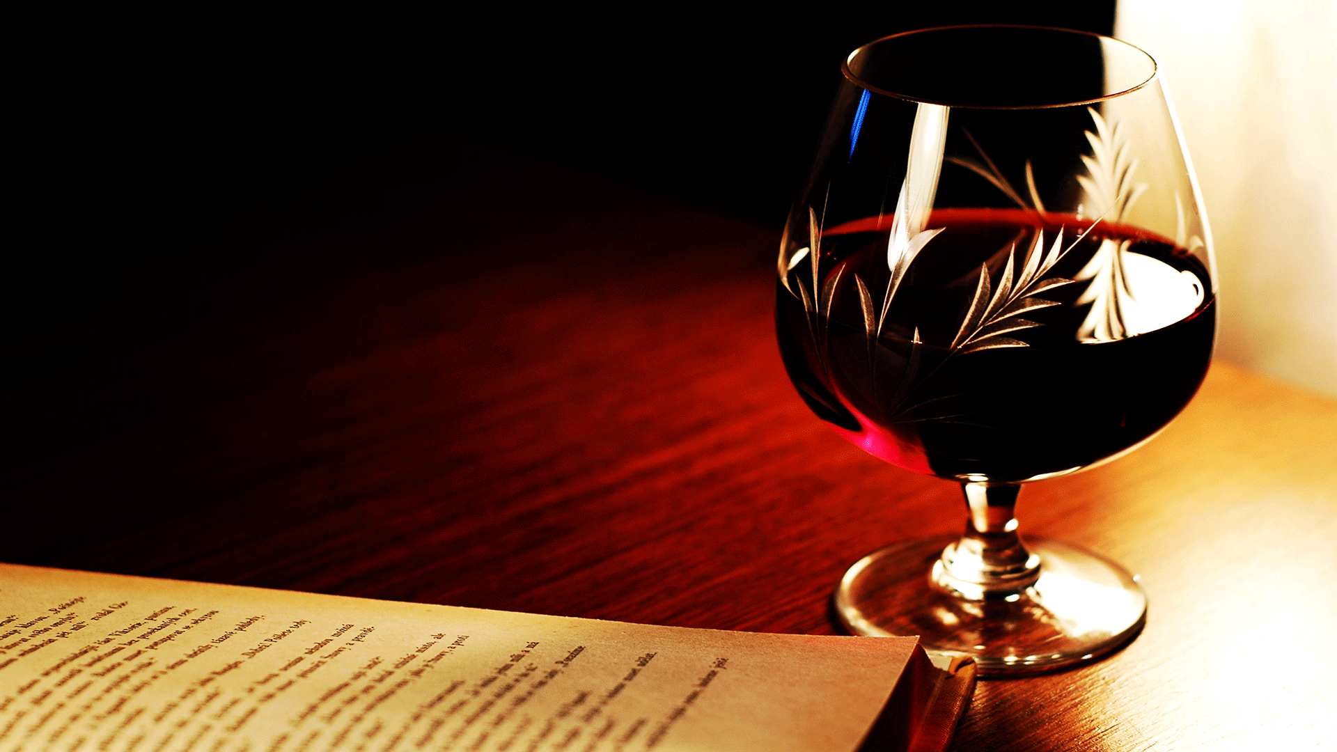 Red wine and book