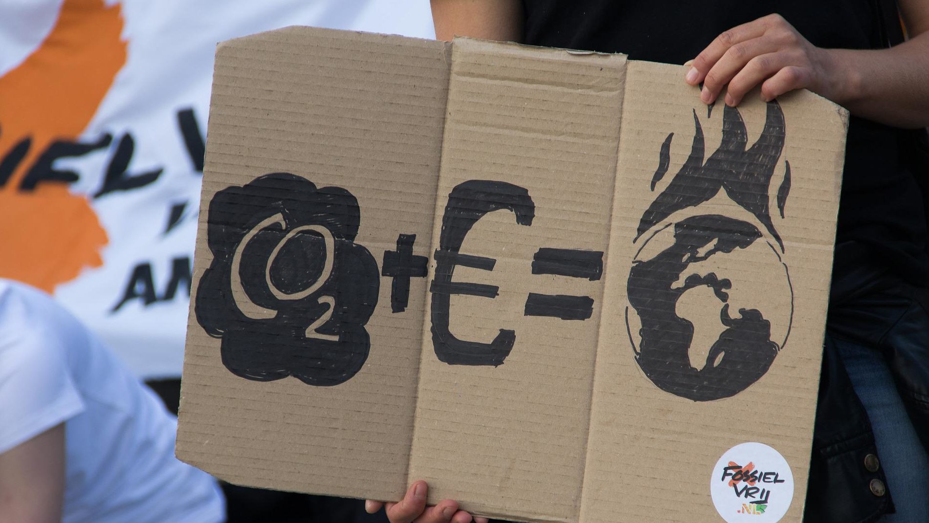 Climate change protester's placard