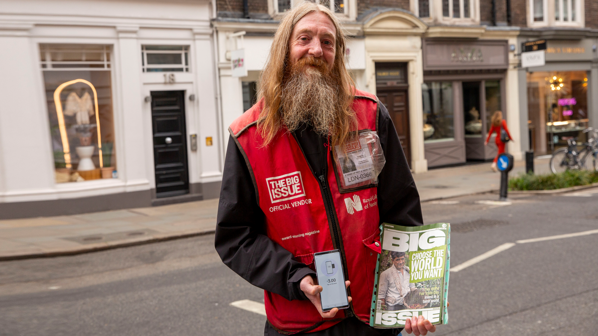 Robert, Big Issue vendor, Waitrose Marylebone High Street