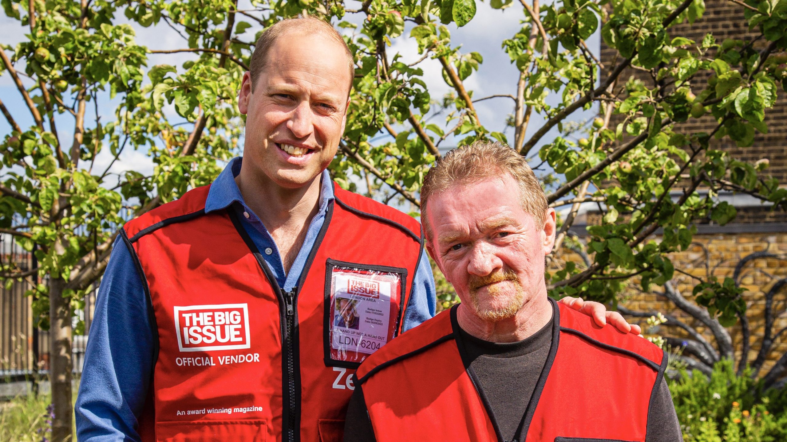 Dave and Prince William on their pitch selling The Big Issue Photo: Andy Parsons