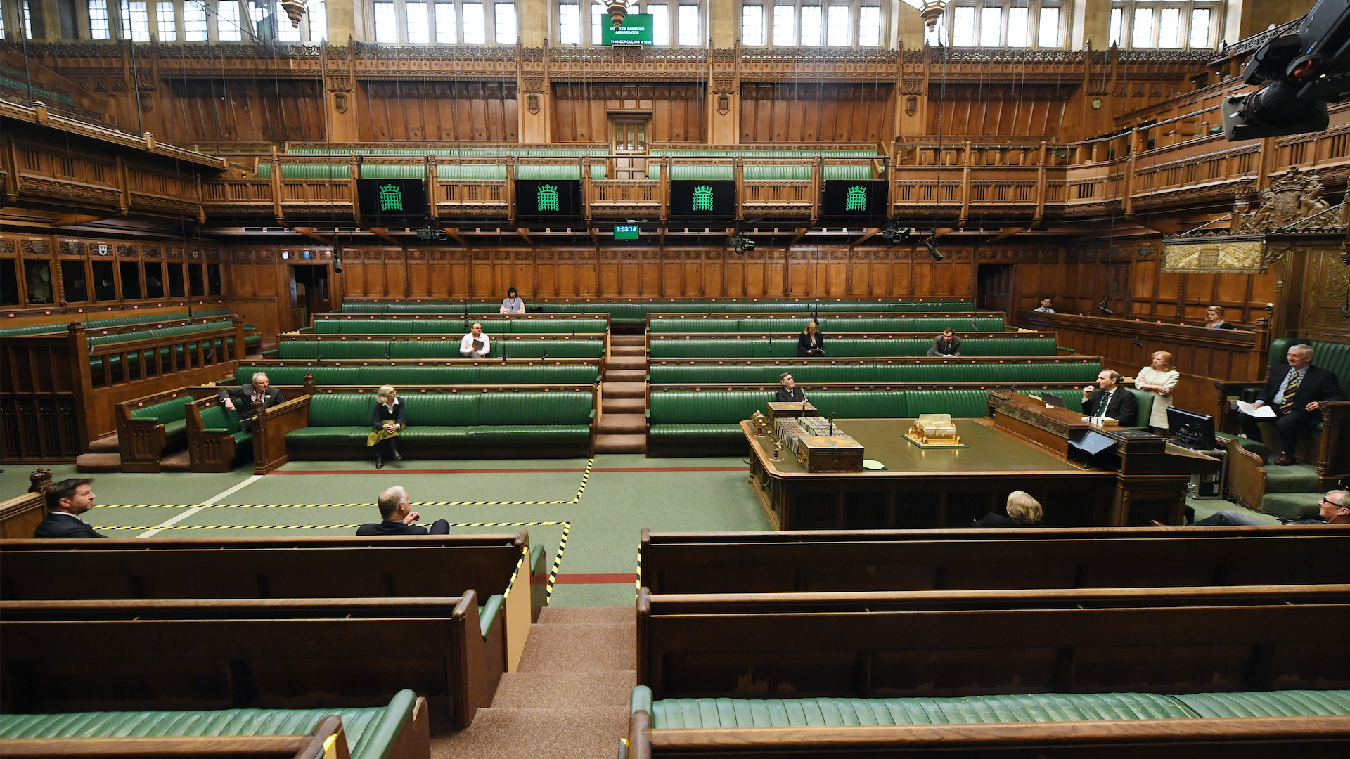 Empty benches in the house of commons during the coronavirus pandemic