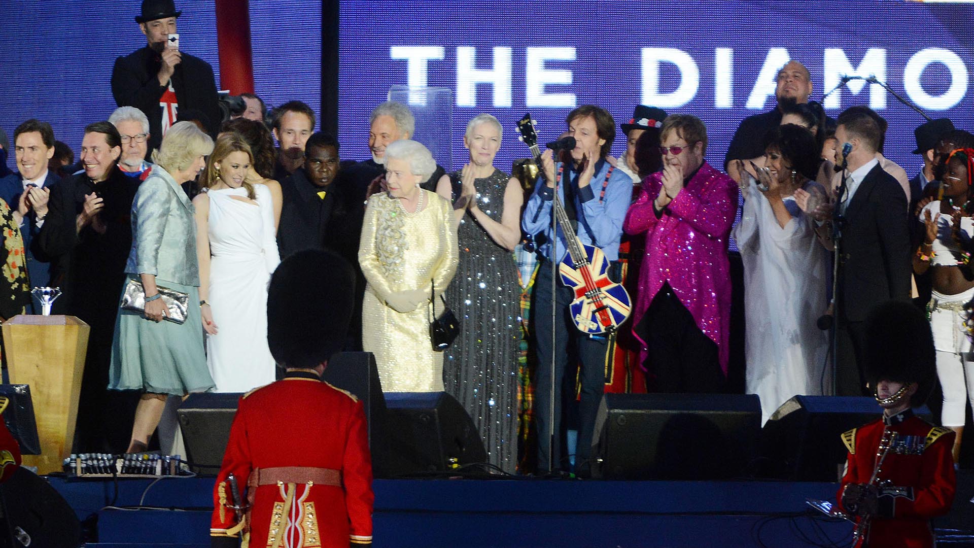 Queen Elizabeth II at The Diamond Jubilee Concert at Buckingham Palace in 2012.