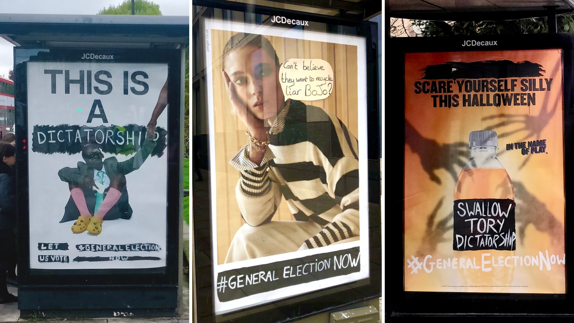 Three fake posters call for a general election