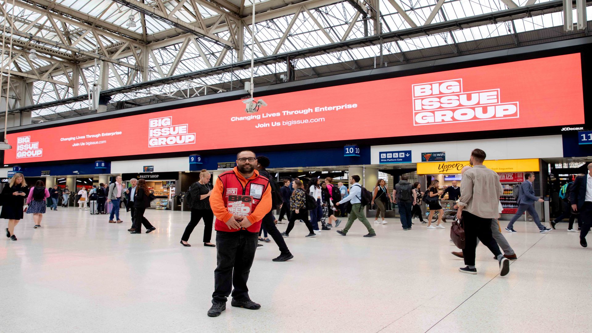 Big Issue Vendor at Waterloo. Credit: Louise Heywood-Schiefer