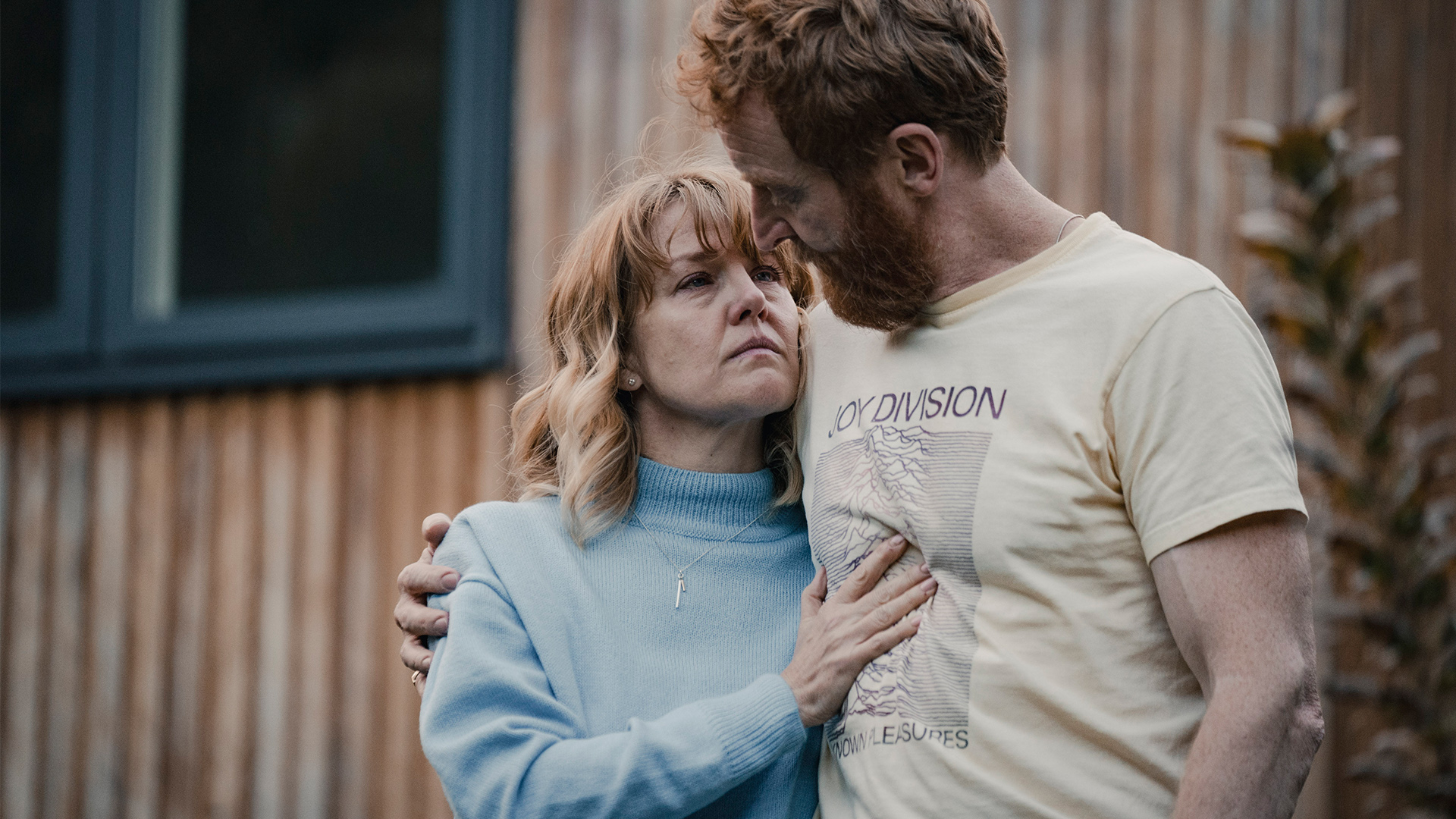Ashley Jensen and Tony Curran filming emotional scenes in Mayflies on BBC One