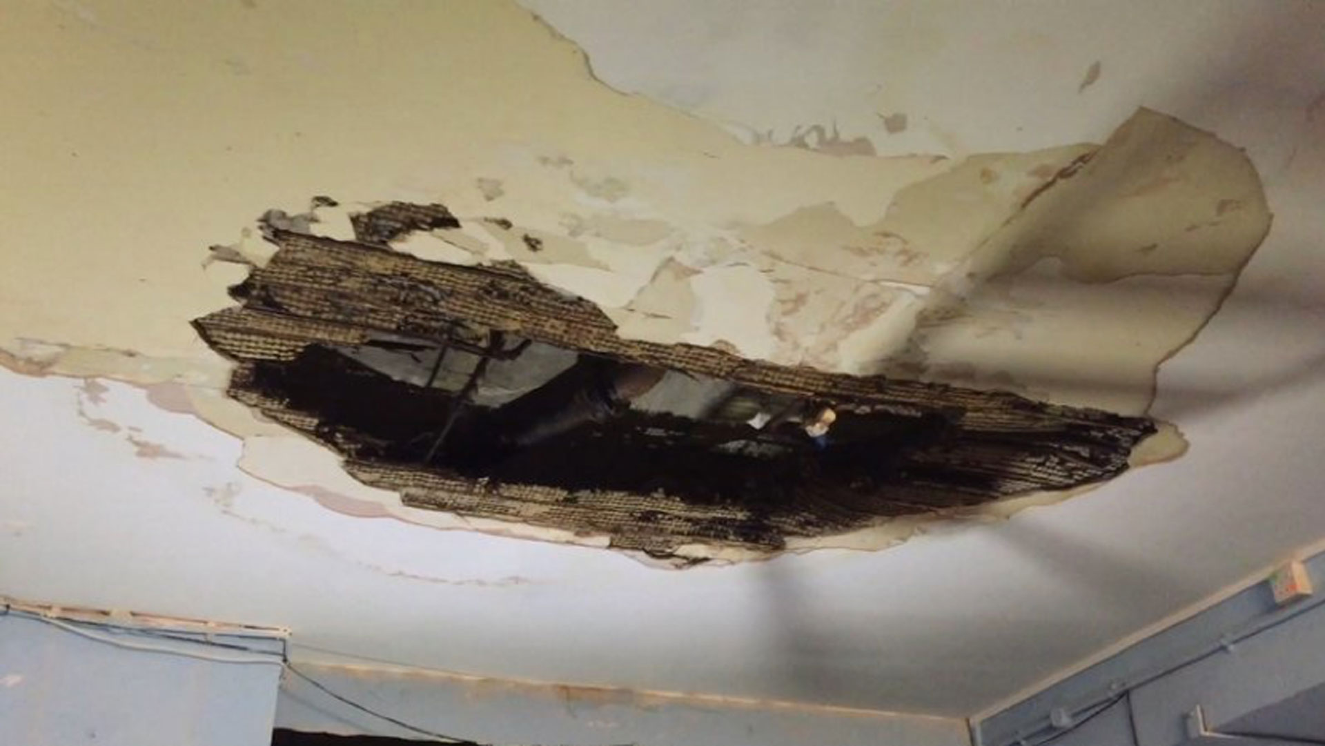Water damage at Kensal House Community Rooms. Photo: SPID