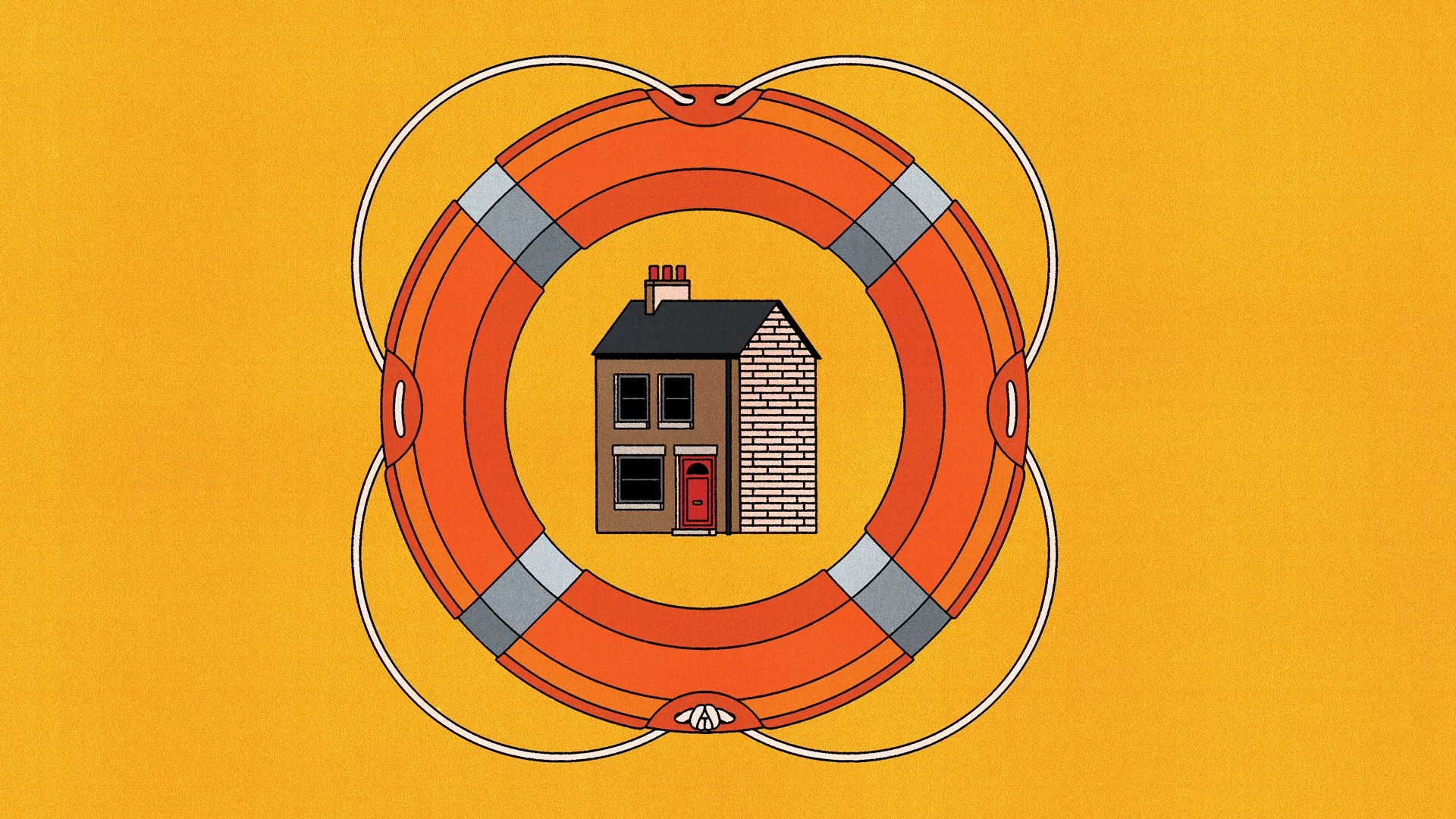 Illustration of a house with a lifebelt around it