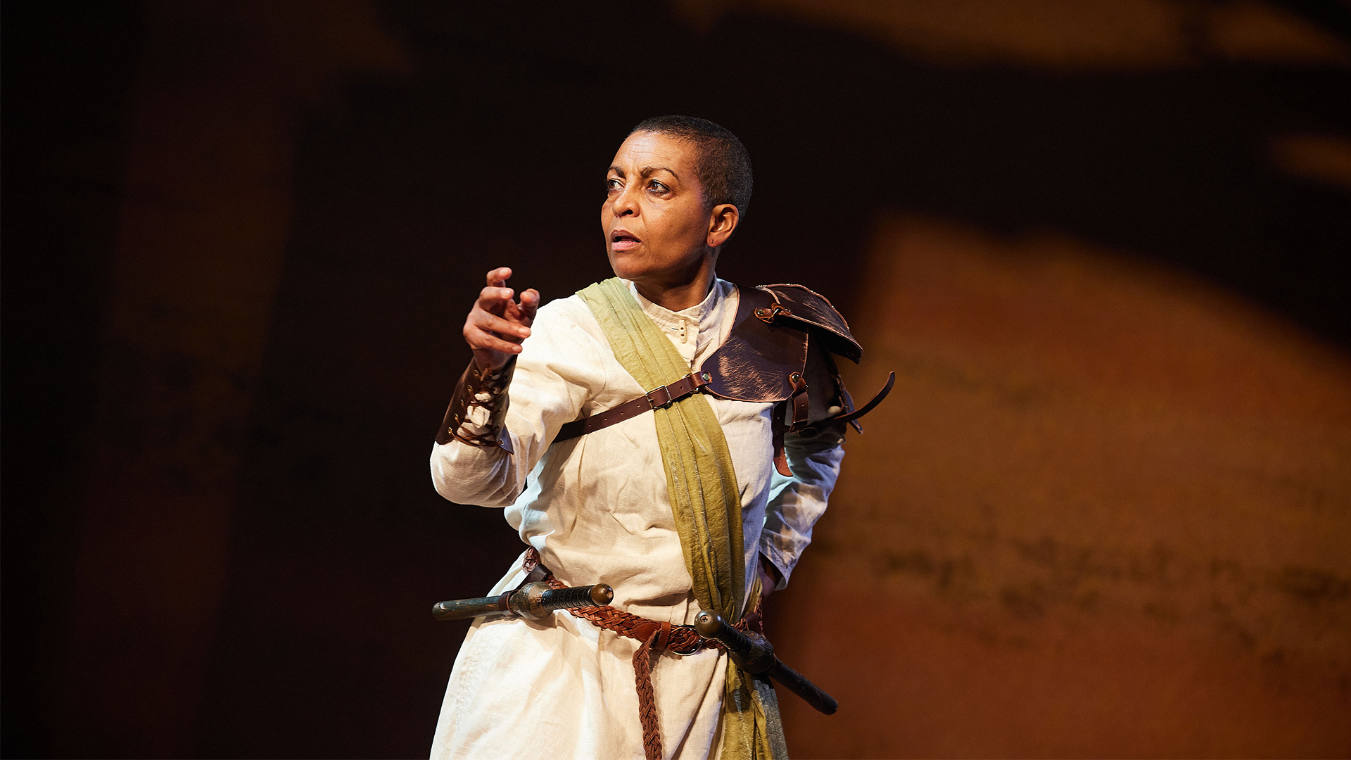 Adjoa Andoh on stage in the role of Richard III