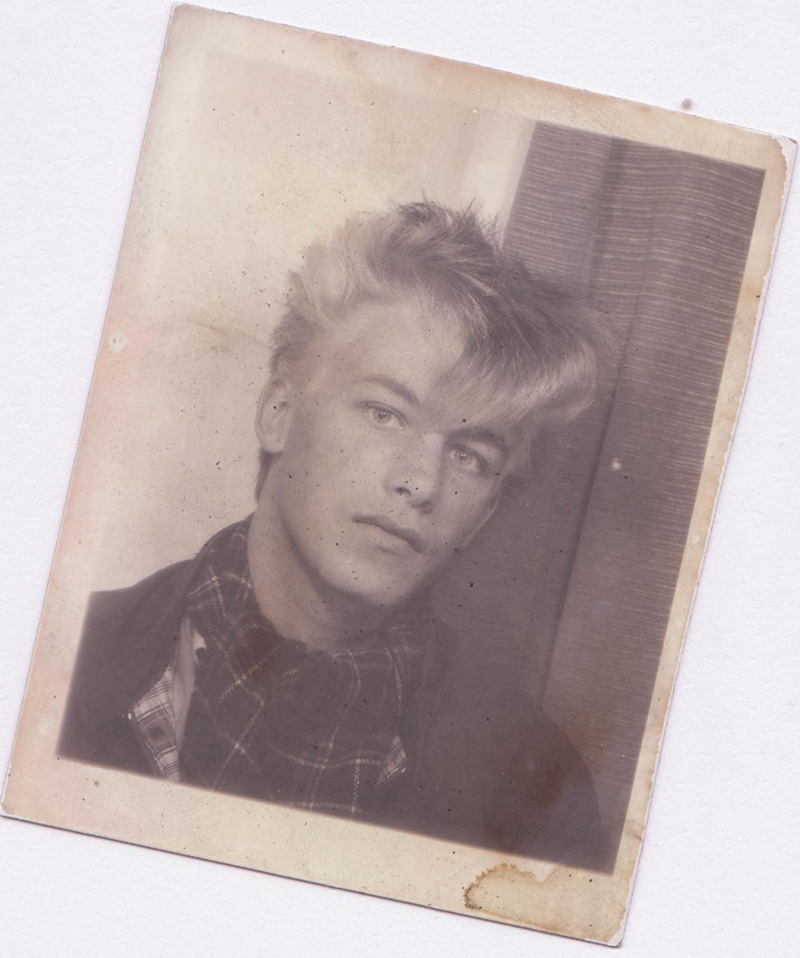 Chris Packham as a teenager in a faded black and white photo