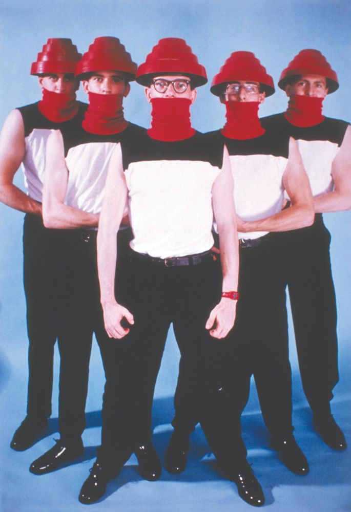 Devo in red 'energy domes'
