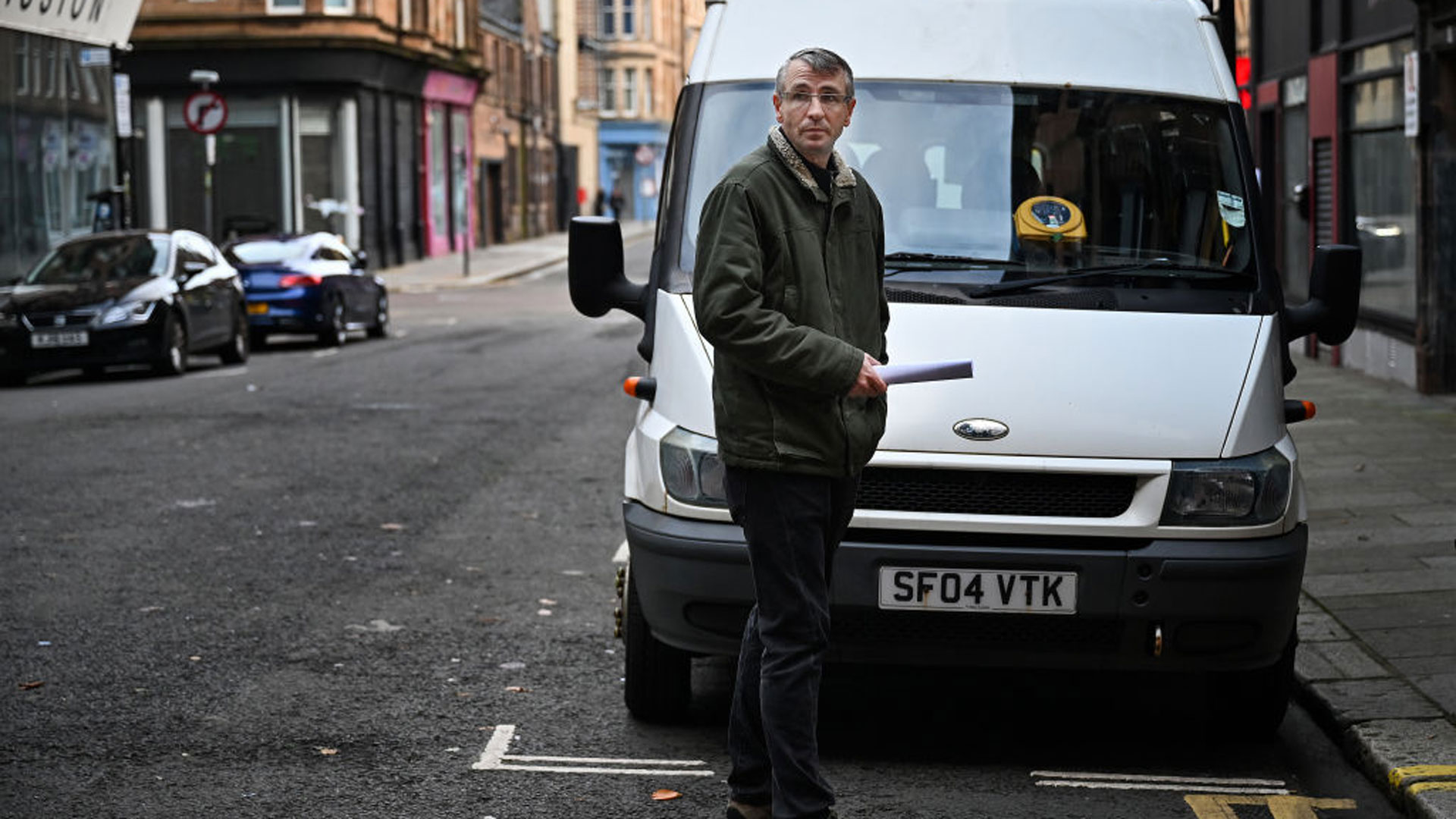 Peter Krykant outside his safe consumption van in Glasgow, Scotland. An important part of the fight against drug-related deaths